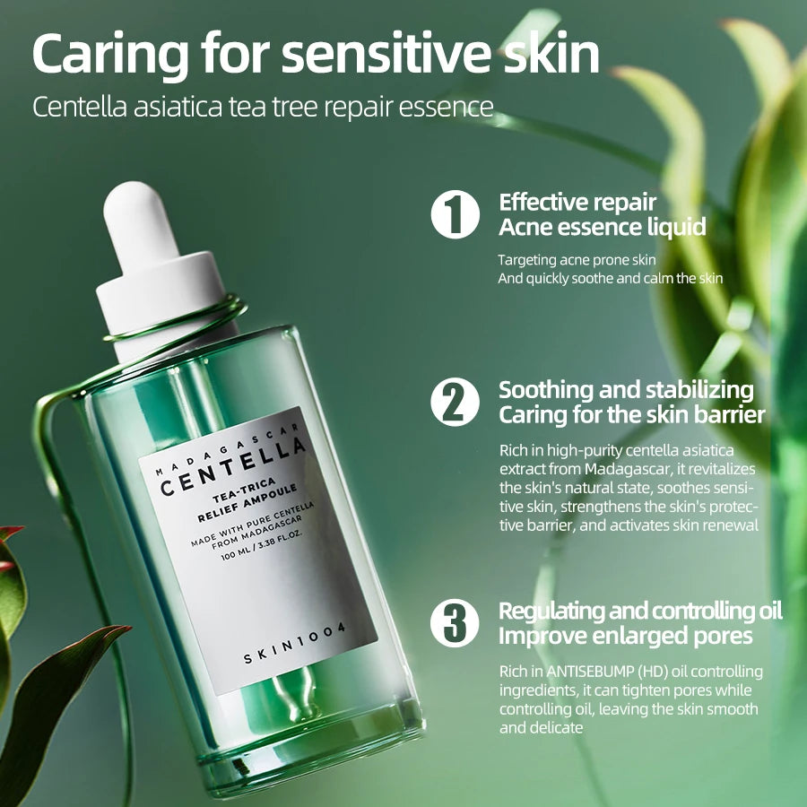 Centella Ampoule Essence Facial Moisturizing Brightening Acne Skin Care Korean Skincare